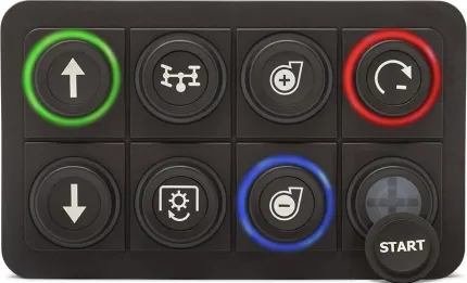 Clavier de commande Powerkey Pro à 8 touches RGB de Ø24mm, avec protocole J1939, sans ses pastilles gravées