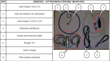 Kit Révision HYDRONIC MII D8W - D10W - D12W 12V (25 2470 - 25 2434 - 25 2472)
