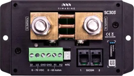 Shunt 300A + interface pour : 2 sondes de niveau et température, 2 mesures 0-70Vdc et 1 relais inverseur d'alarme, protocole SiCom