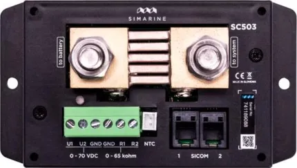 Shunt 500A + interface pour : 2 sondes de niveau et température, 2 mesures 0-70Vdc et 1 relais inverseur d'alarme, protocole SiCom