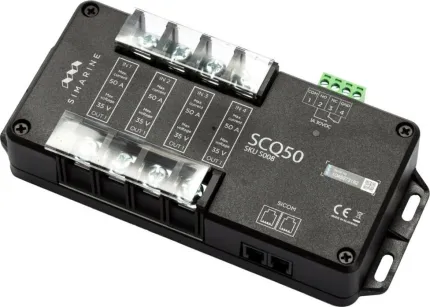 Shunt quadruple 4x50A avec relais inverseur d'alarme, protocole SiCom et alimentation de 6 à 35Vdc