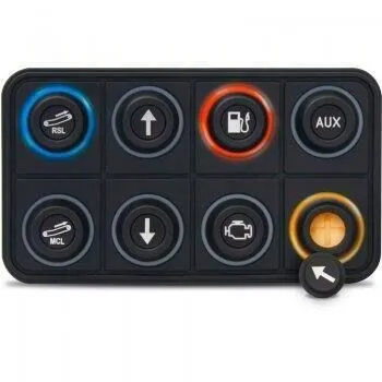 Clavier de commande Powerkey Pro à 8 touches RGB de Ø15mm, avec protocole J1939, sans ses pastilles gravées