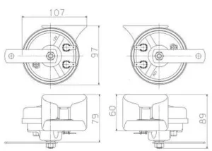 Avertisseur Electromagnétique TR99 Aigu + Grave 112db 24V