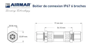 Boîte de jonction IP67 - 6 broches - 18-22AWG