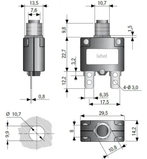 Disjoncteur thermique unipolaire réarmable, 5A