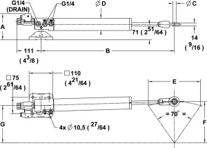 Ensemble linéaire hydraulique 12V RV1 + VHM32ST16