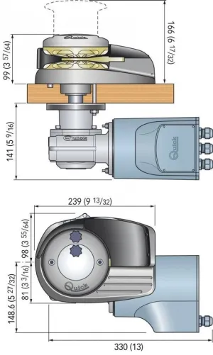 Guindeau vertical Aleph 12V 700W sans poupée 8mm