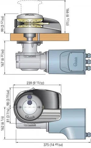 Guindeau vertical Aleph AL3 12V 1500W sans poupée 10mm