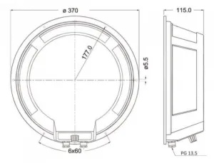 Indicateur angle de barre panoramique 12/24V Ø370mm