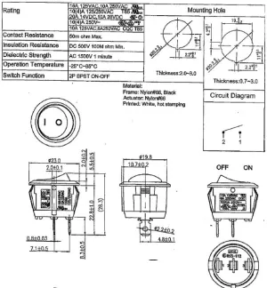 Interrupteur unipolaire ON/OFF