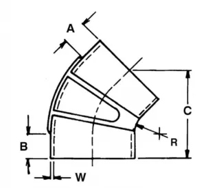 Liaison échappement coude à 45° Ø102mm