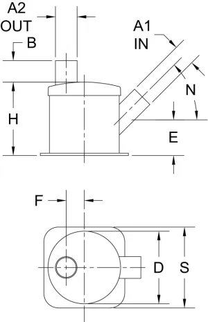 Pots à barbotage E à 45° / S Verticale 3'' Ø76mm
