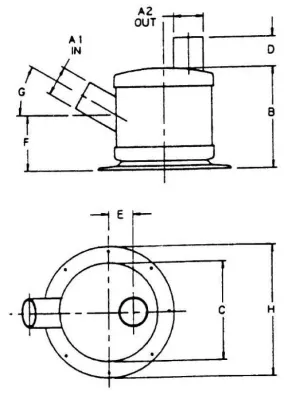 Pots à barbotage E à 45° / S Verticale 5'' Ø127mm
