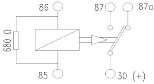 Relais 5 bornes 12V 20/30A Resistance fixation