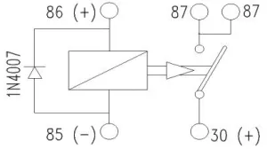 Relais 5 bornes 12V 30A Diode fixation
