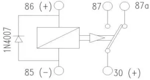 Relais 5 bornes 24V 15/20A Diode fixation