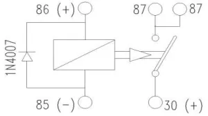 Relais 5 bornes 24V 20A Diode fixation