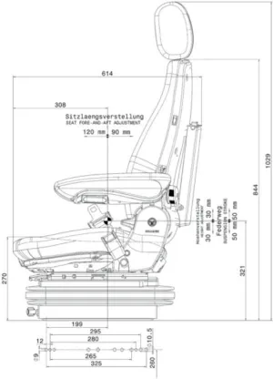 Siège pilote Avento Pro M avec accoudoirs et ceinture 2 points