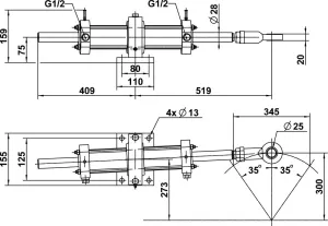Vérin hydraulique acier VHM 63DT 345