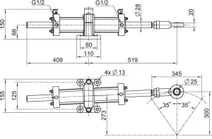 Vérin hydraulique acier VHM 63DT 345