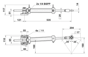 Vérin hydraulique aluminium VHM 40 DTP